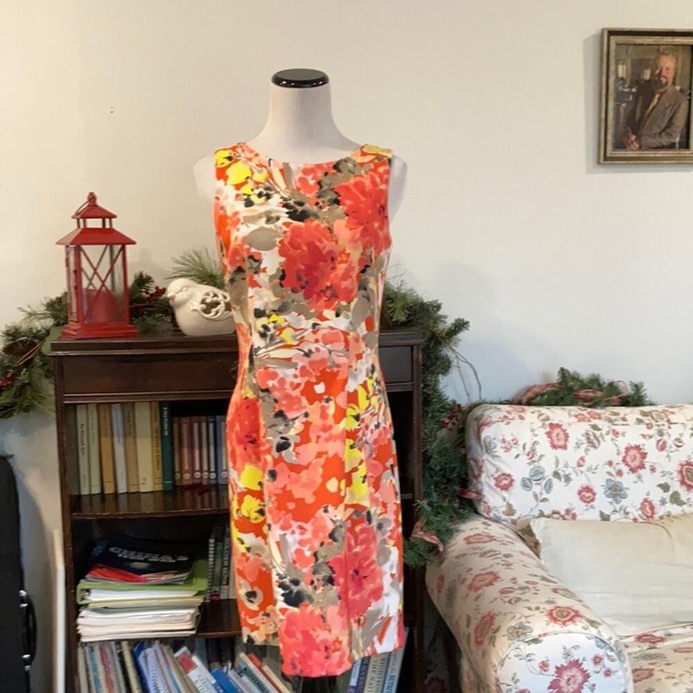 ALYX Peach/Pink/Yellow/Grey Floral Sheath Dress, Size 4